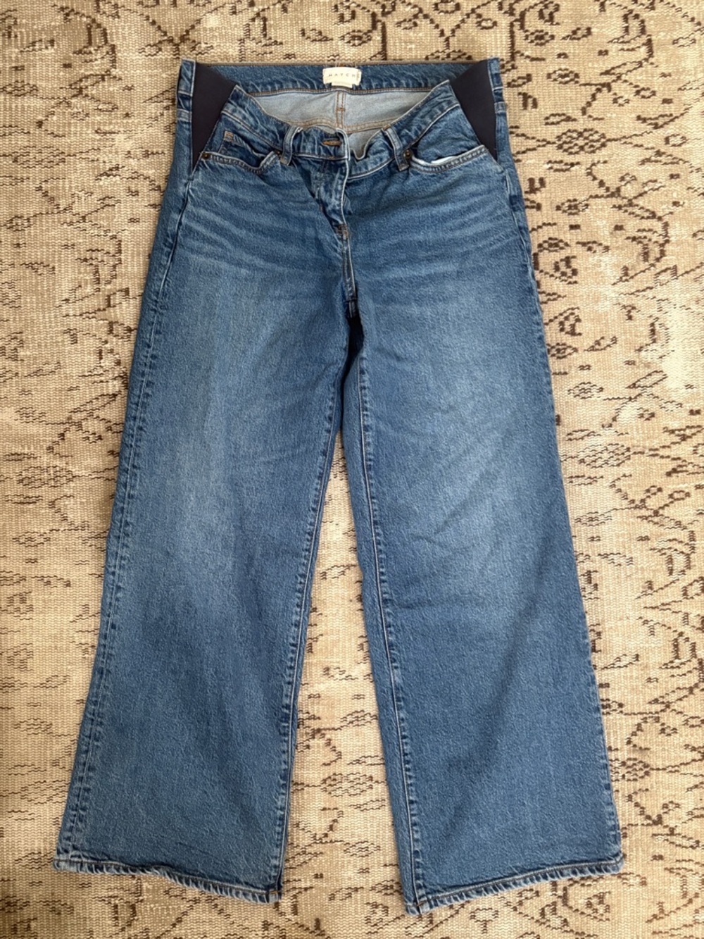 Hatch Women's Wide Leg Maternity Jeans in Blue size 29